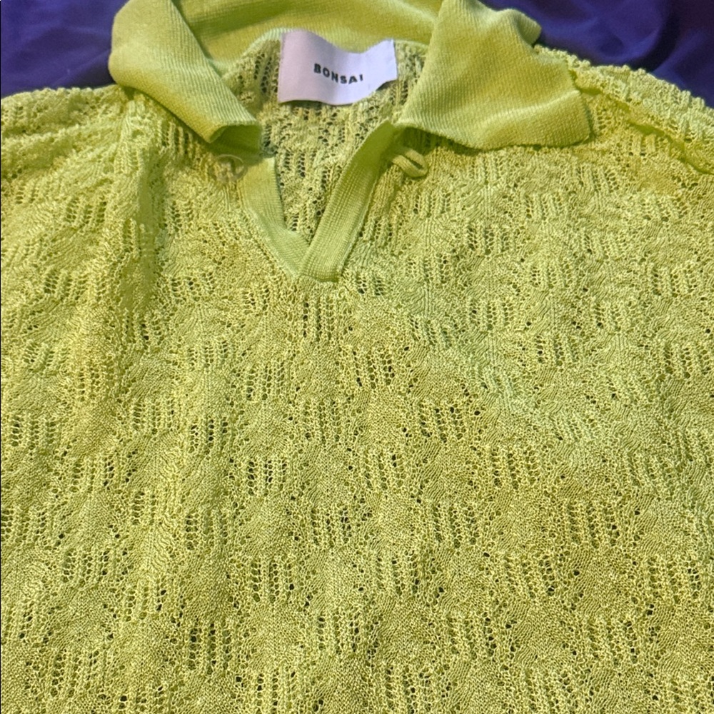Bonsai Neon Green V-Neck Shirt